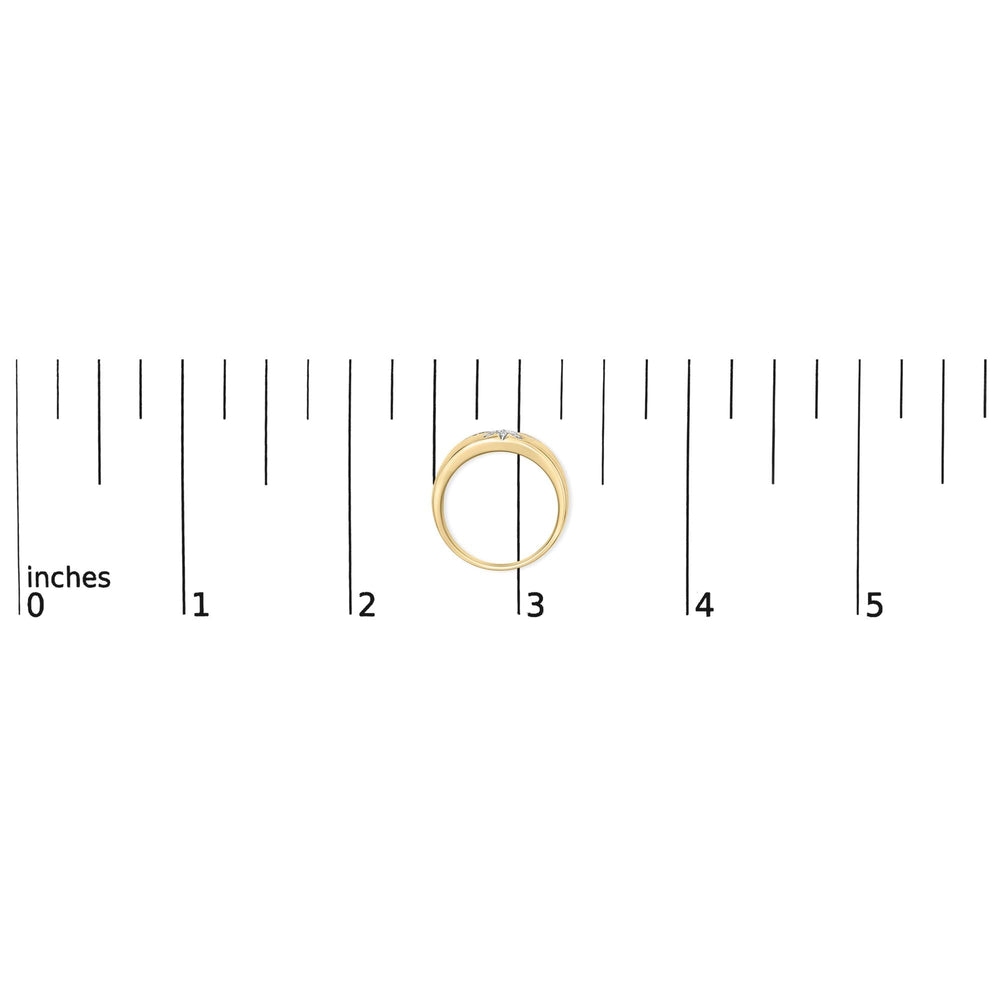18K Yellow Gold 1/10 Cttw Diamond Star Burst Inlay Ring
