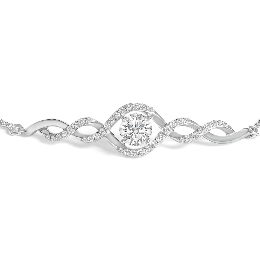 .925 Sterling Silver Created White Sapphire Knotted Twist Bolo Bracelet