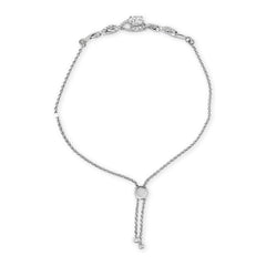 .925 Sterling Silver Created White Sapphire Knotted Twist Bolo Bracelet