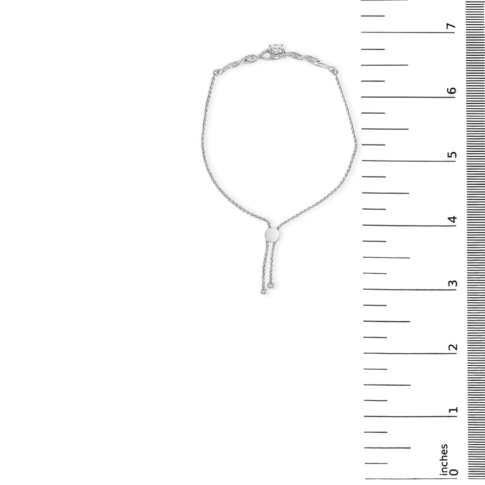.925 Sterling Silver Created White Sapphire Knotted Twist Bolo Bracelet