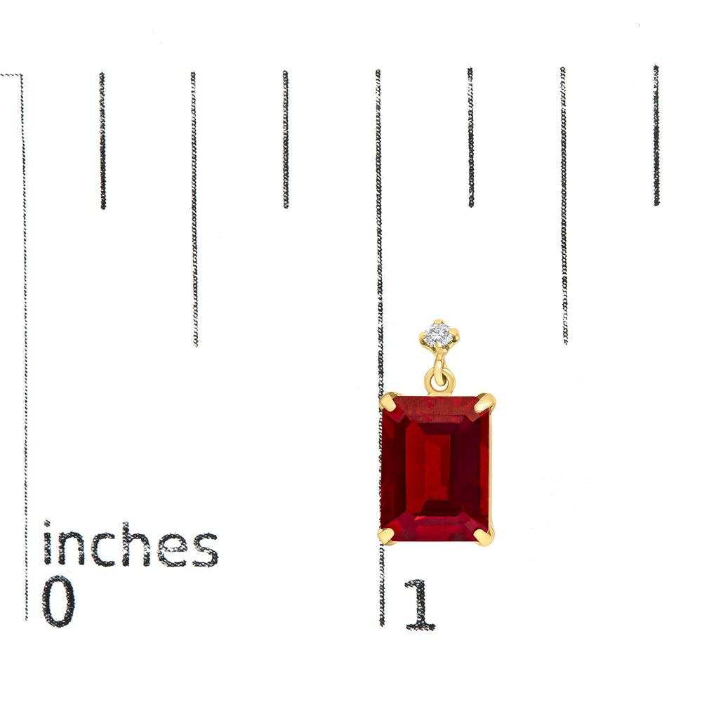 18K Yellow Gold Rectangular Emerald-Cut Garnet and Diamond Dangle Earrings