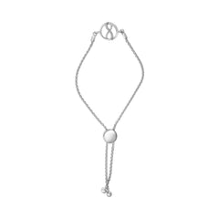 .925 Sterling Silver Diamond Accent Ribbon and Circle Bolo Adjustable Bracelet