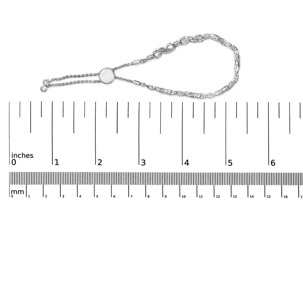 .925 Sterling Silver 1/2 Cttw Diamond Infinity Link Bolo Bracelet