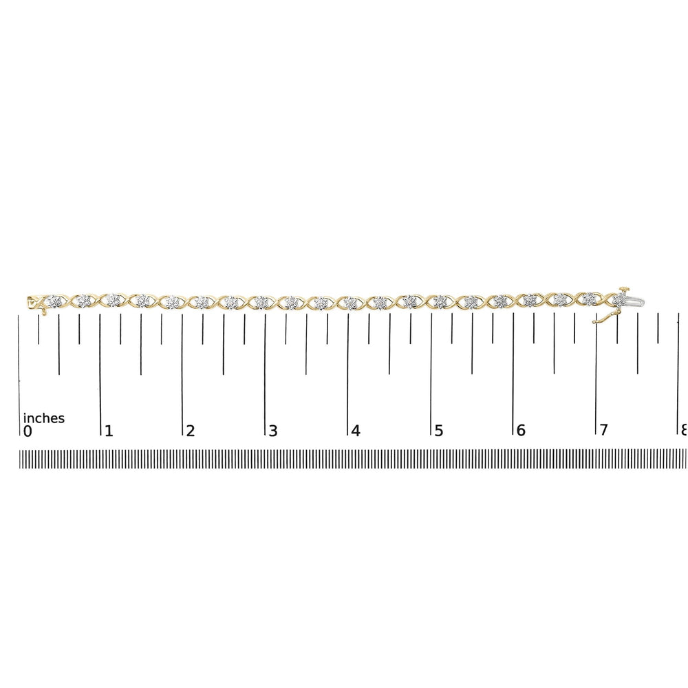10K Yellow Gold Plated .925 Sterling Silver Diamond Accent Cluster and X Link Bracelet