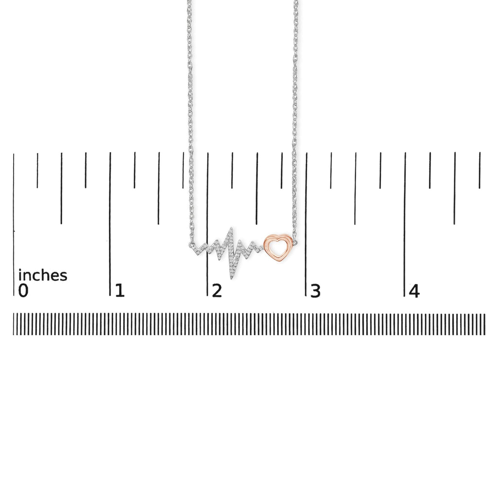 14K Rose Gold Plated Silver Diamond Accent Zig Zag Heart Necklace