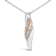 14k Rose Gold Plated Sterling Silver 1/10 Cttw Diamond Swirl Pendant Necklace