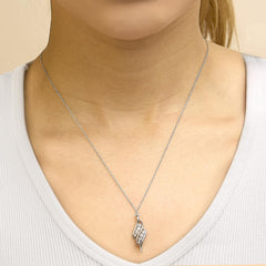 14k Rose Gold Plated Sterling Silver 1/10 Cttw Diamond Swirl Pendant Necklace