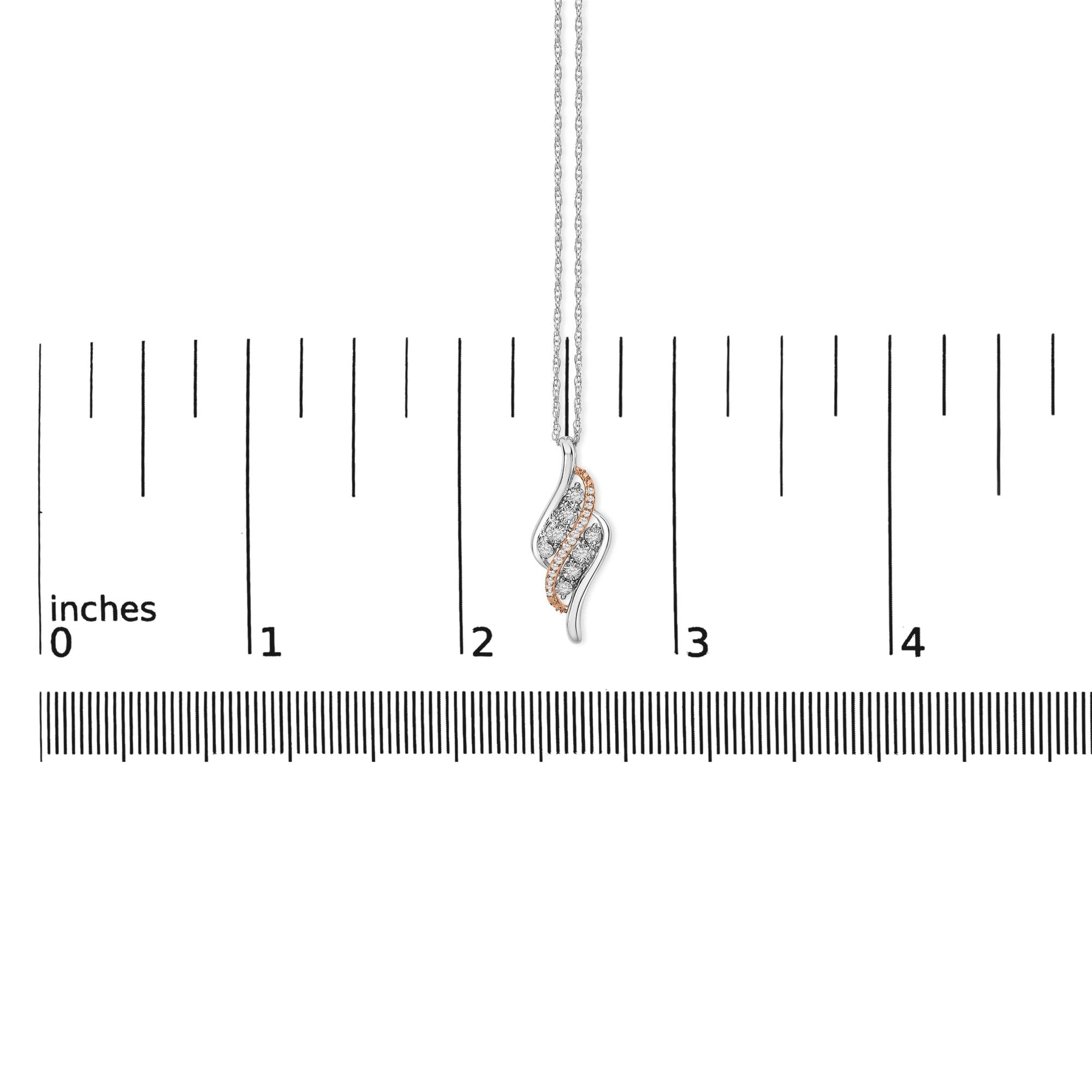 14k Rose Gold Plated Sterling Silver 1/10 Cttw Diamond Swirl Pendant Necklace