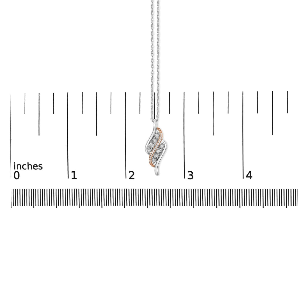 14k Rose Gold Plated Sterling Silver 1/10 Cttw Diamond Swirl Pendant Necklace