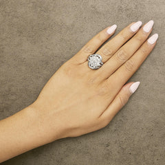 Sterling Silver 1.0 Cttw Diamond Swirl Cluster Cocktail Ring