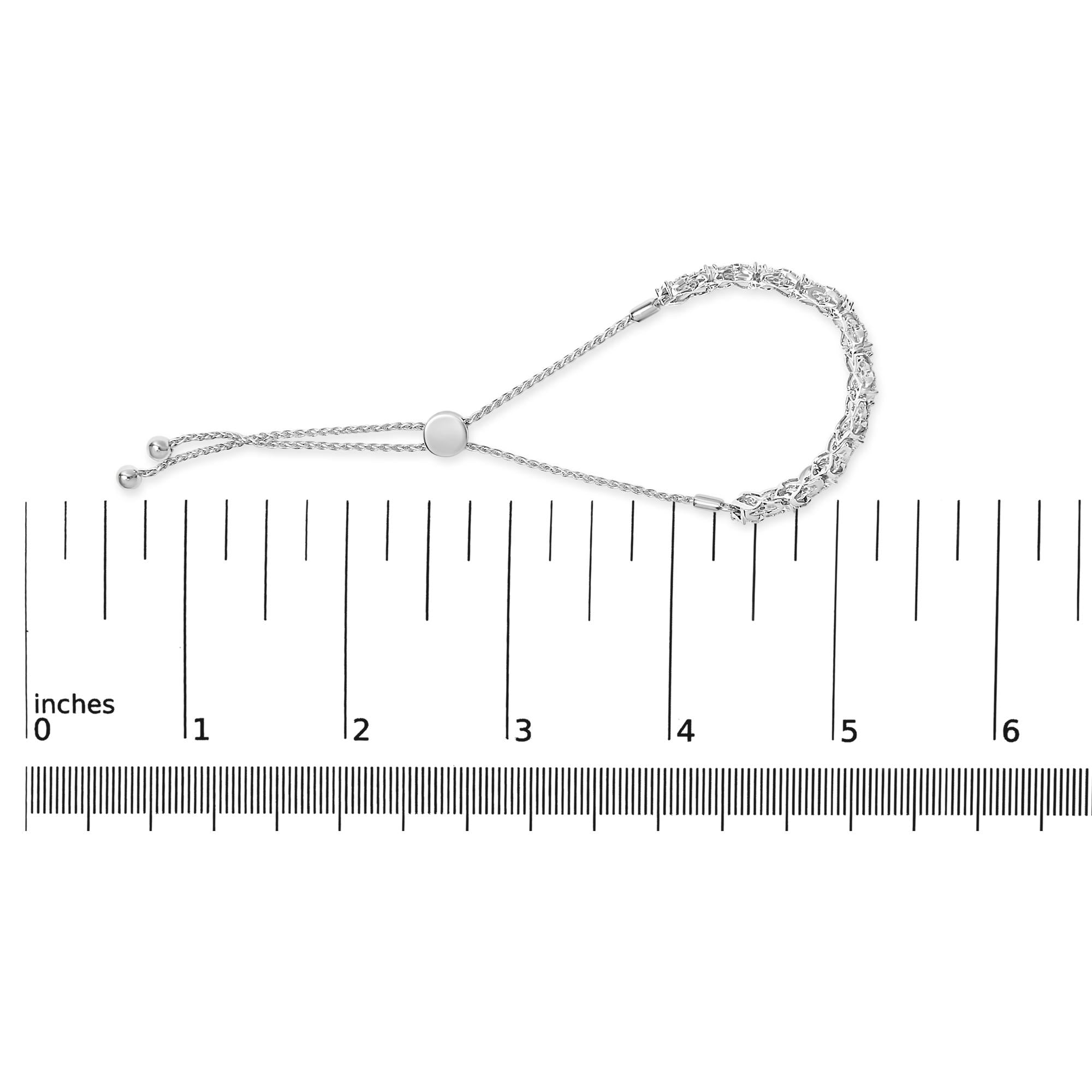 .925 Sterling Silver 1.0 Cttw Diamond X Link Bolo Bracelet