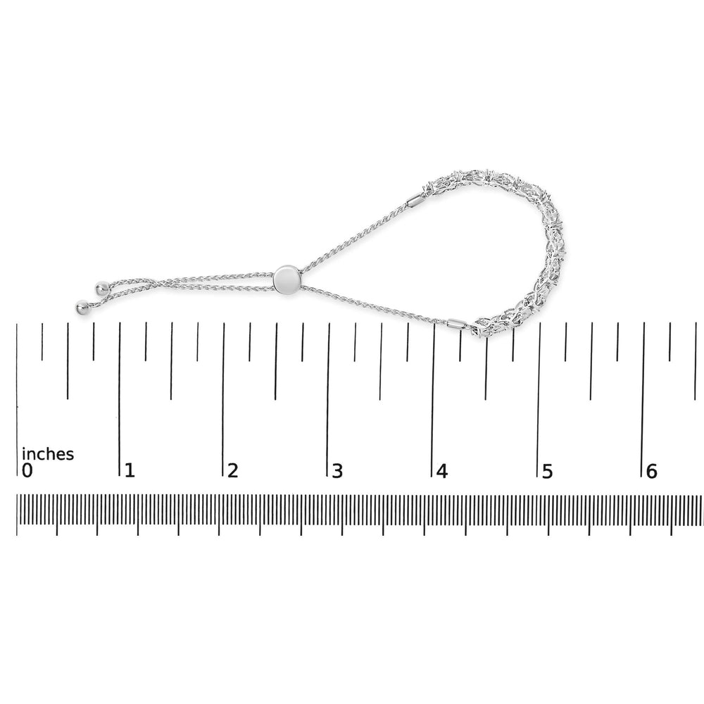 .925 Sterling Silver 1.0 Cttw Diamond X Link Bolo Bracelet