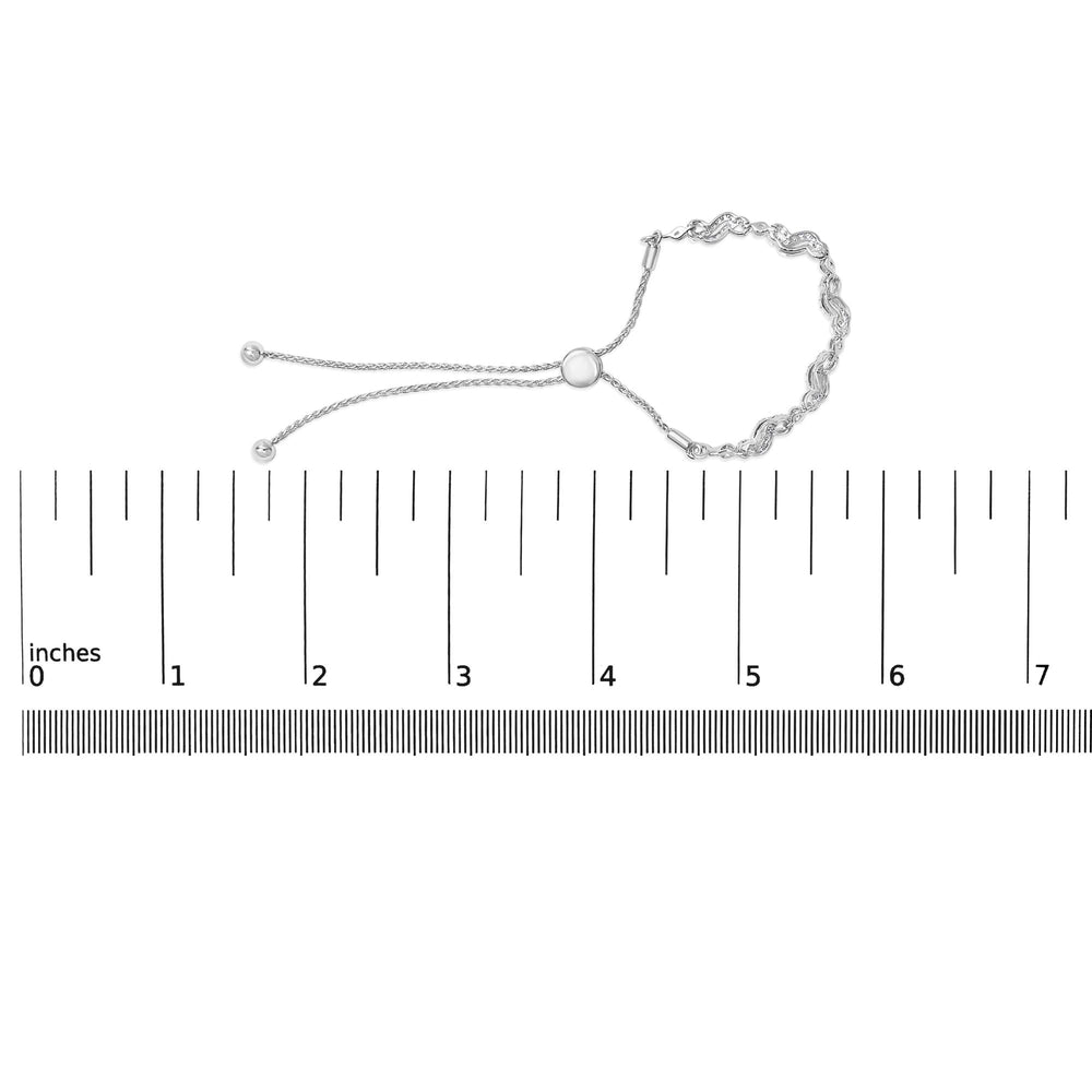 .925 Sterling Silver 1/2 Cttw Diamond Double Wave Bolo Bracelet