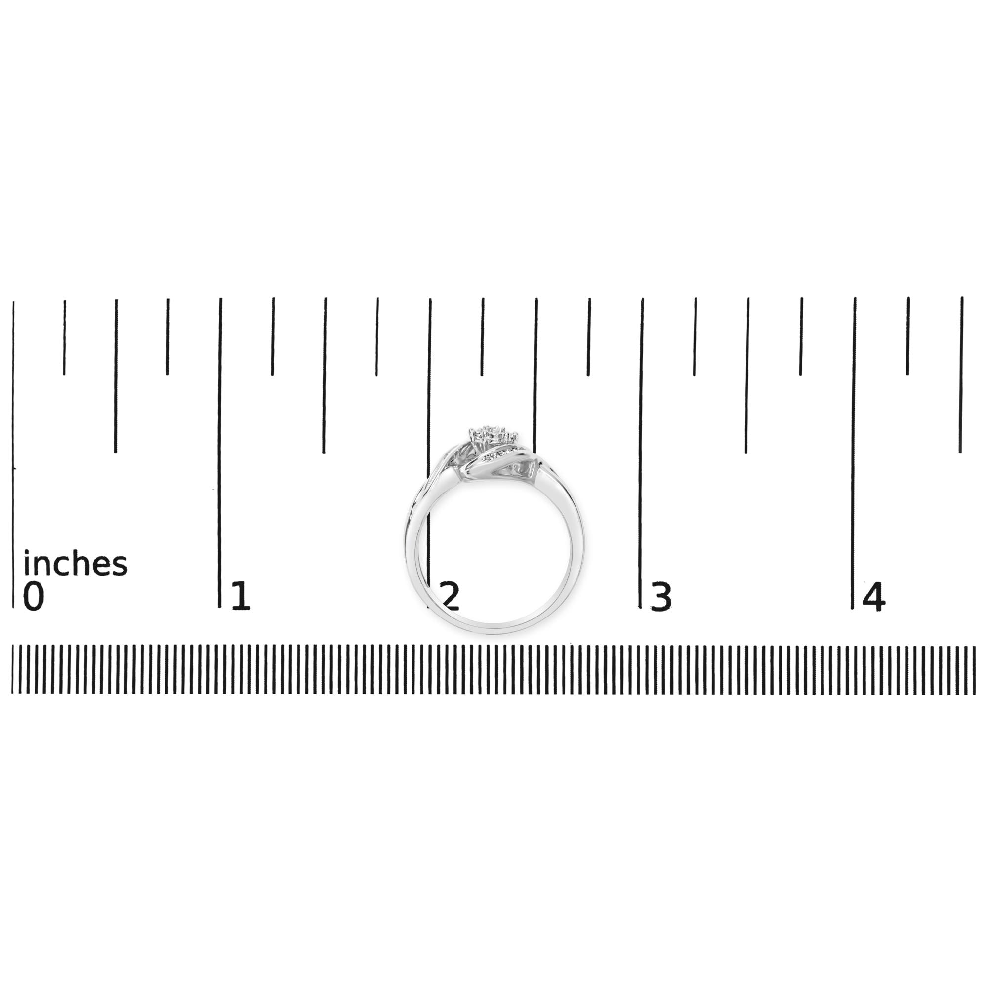 Sterling Silver 1/10 Cttw Diamond Bypass Cluster Ring