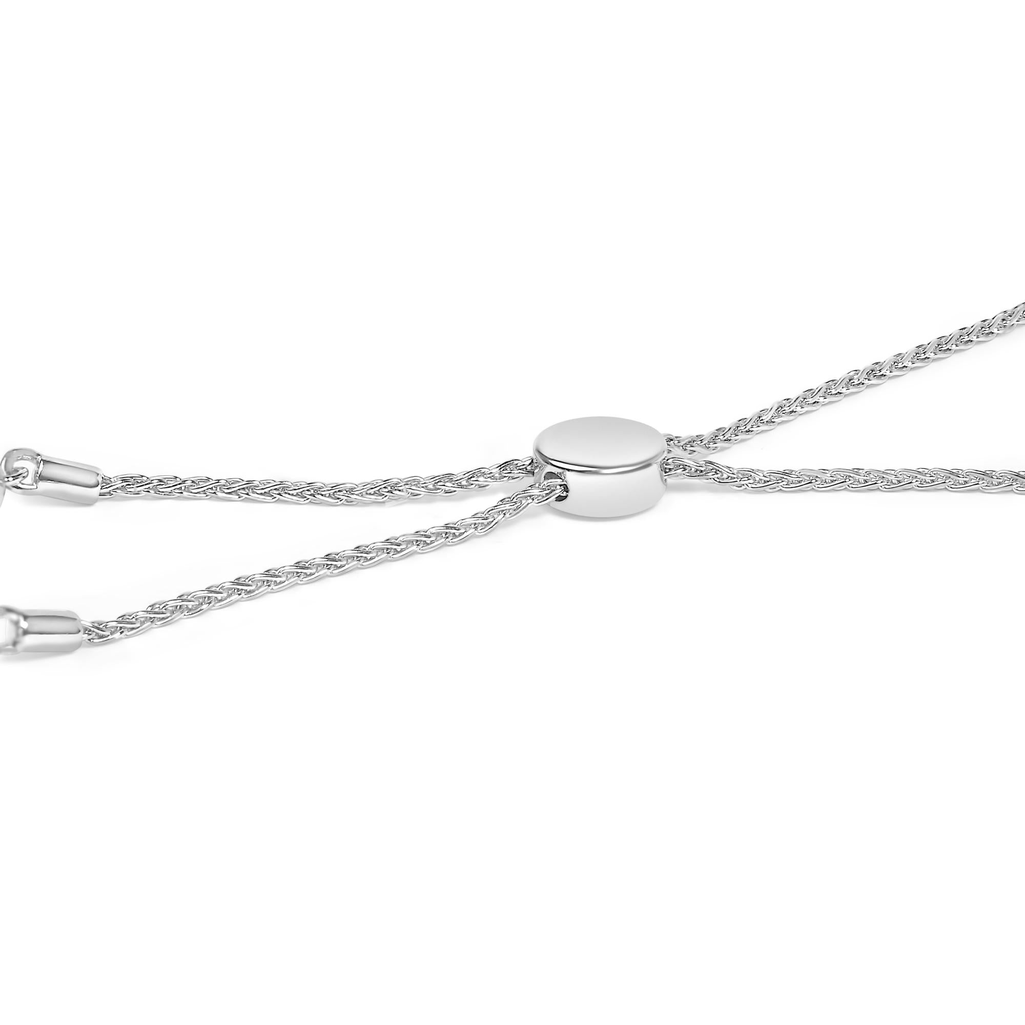 .925 Sterling Silver 1/6 Cttw Diamond X and O Bolo Bracelet