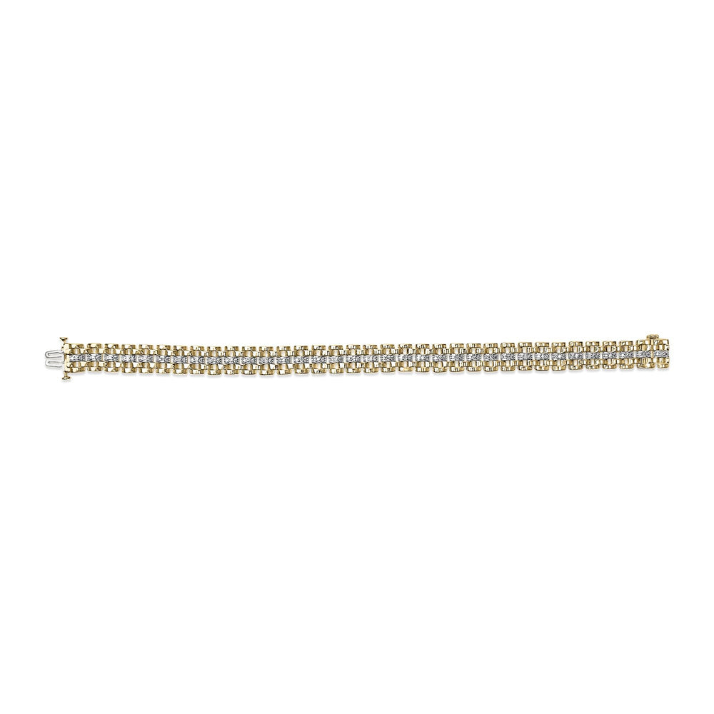Men's 14K Yellow Gold Plated .925 Sterling Silver 1.0 Cttw Diamond Geometric Link Bracelet