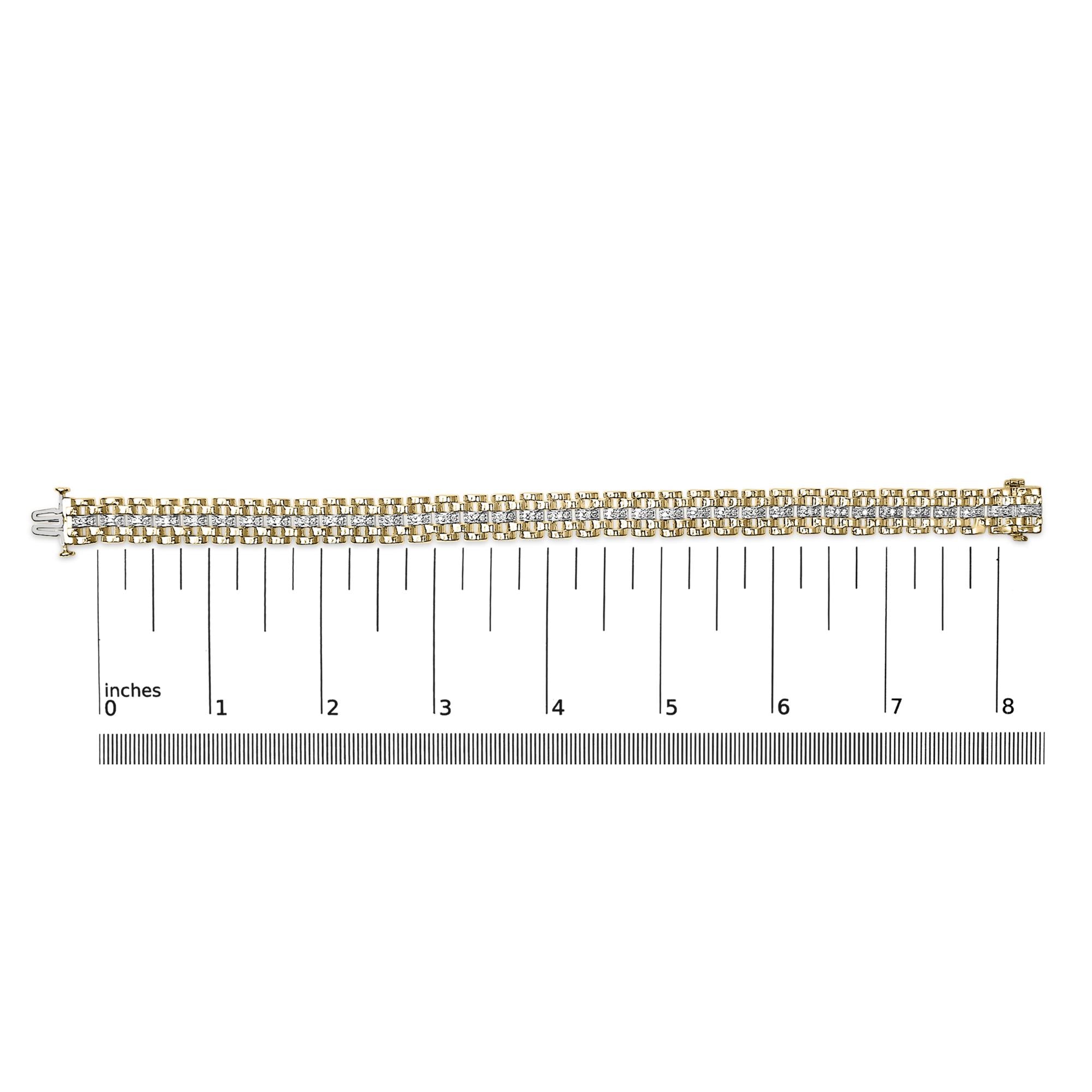 Men's 14K Yellow Gold Plated .925 Sterling Silver 1.0 Cttw Diamond Geometric Link Bracelet