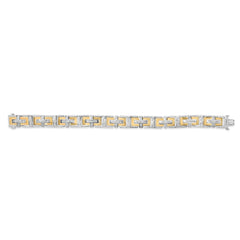 Men's  10K Yellow Gold Plated Silver Diamond Accent Geometric Link Bracelet