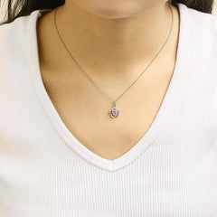 Sterling Silver 1/10 Cttw Diamond Floral Pendant Necklace