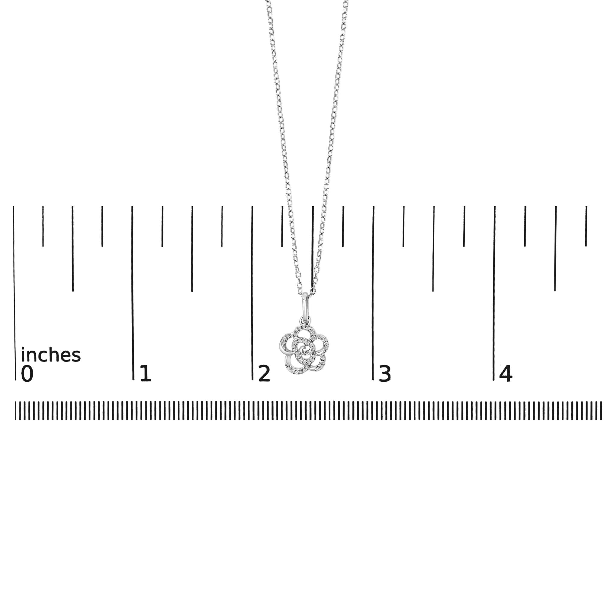 Sterling Silver 1/10 Cttw Diamond Floral Pendant Necklace