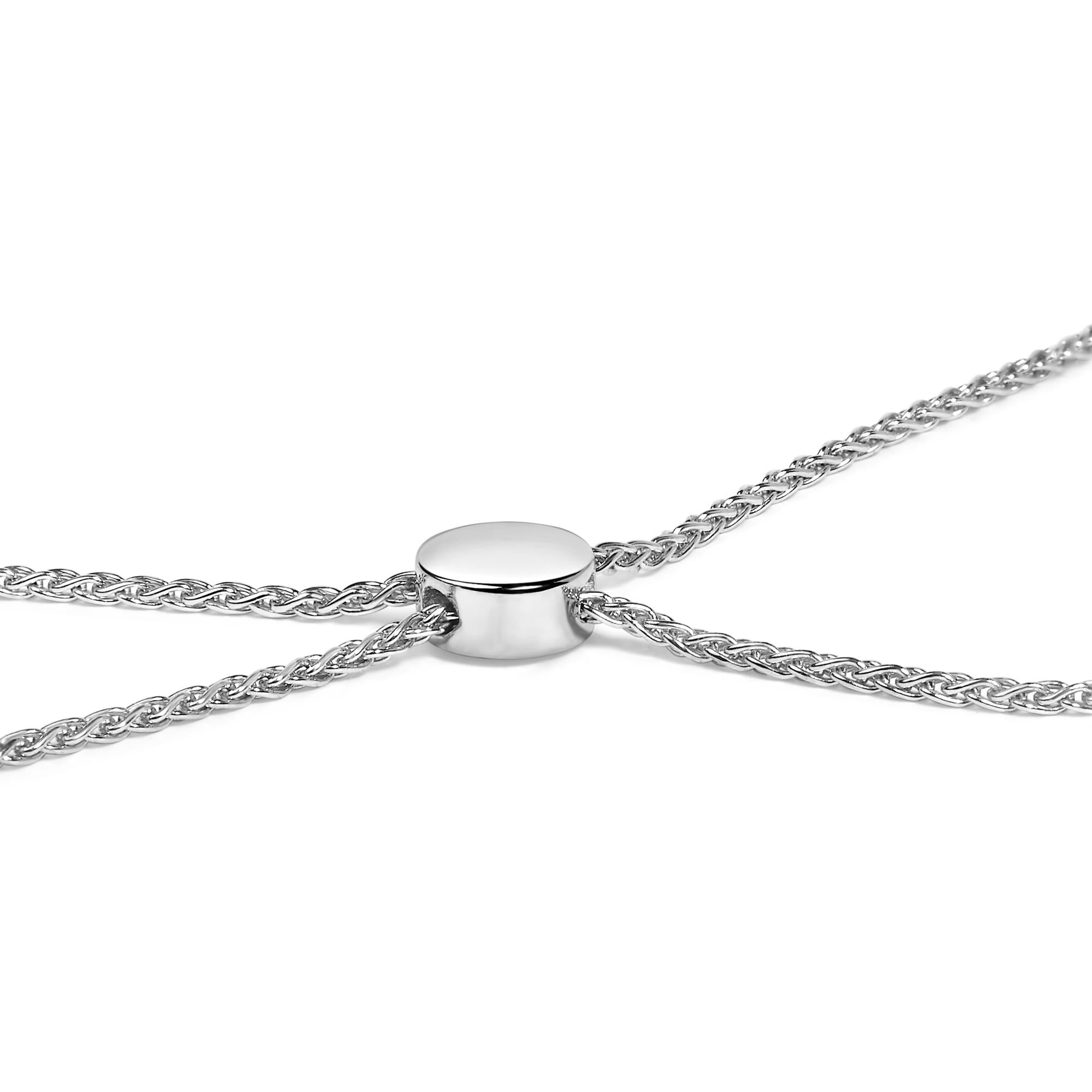 .925 Sterling Silver 1/2 Cttw Diamond Cluster and Bar Bolo Bracelet