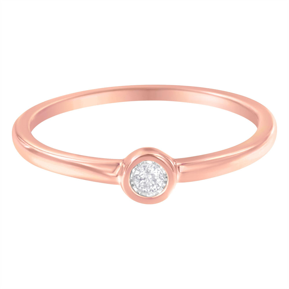 14K Rose Gold Plated .925 Sterling Silver Miracle Set Diamond Ring (1/20 Cttw, J-K Color, I1-I2 Clarity)