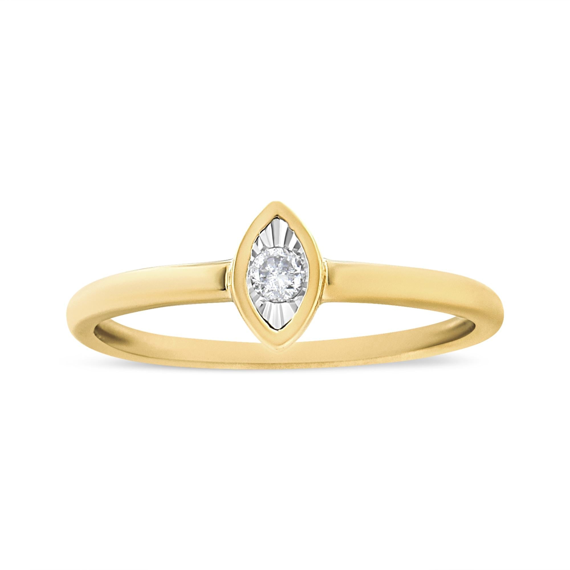 14K Yellow Gold Plated .925 Sterling Silver 1/20 Cttw Miracle Set Diamond Ring (J-K Color, I1-I2 Clarity)