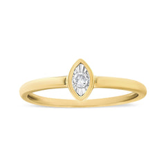 14K Yellow Gold Plated .925 Sterling Silver 1/20 Cttw Miracle Set Diamond Ring (J-K Color, I1-I2 Clarity)