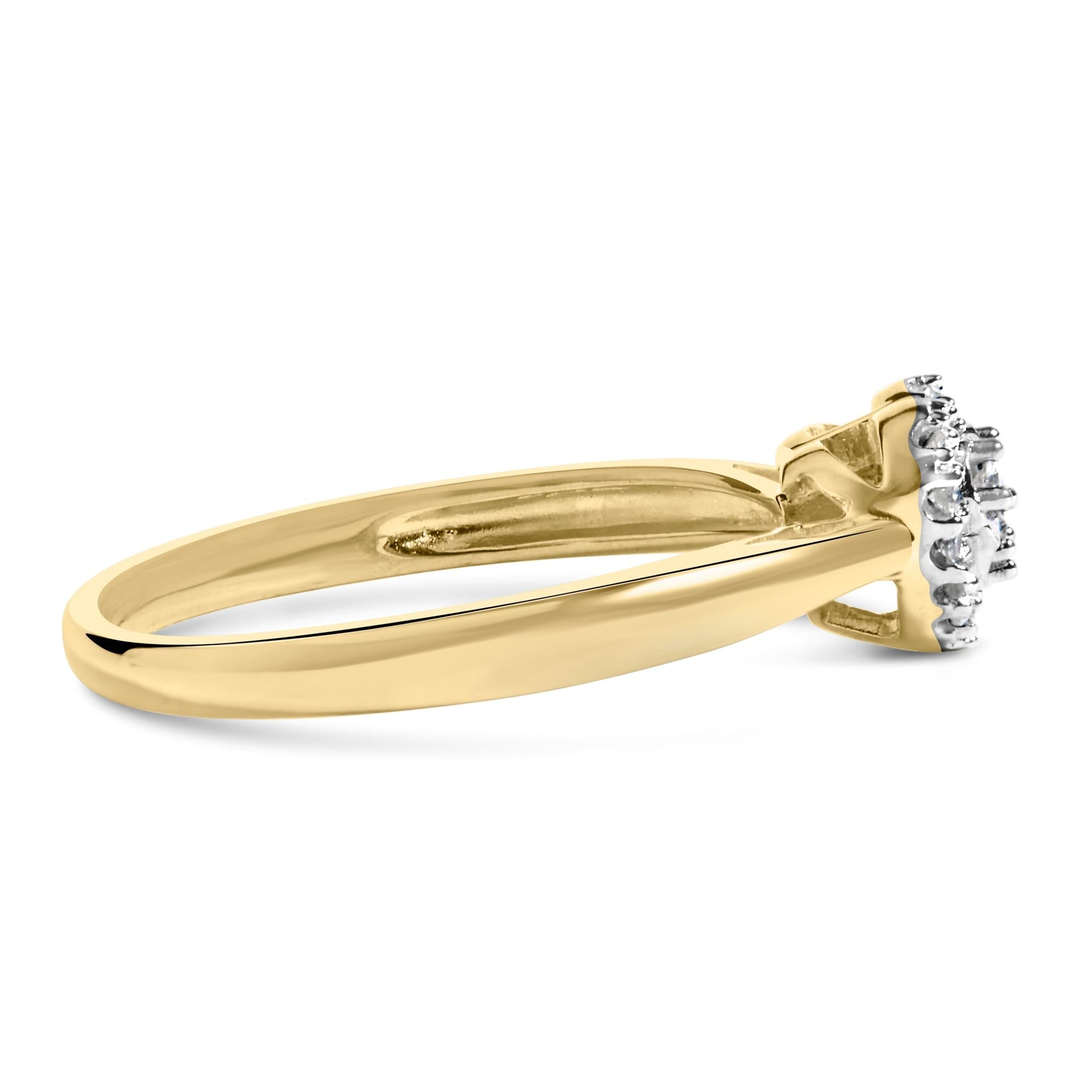 14K Yellow Gold Plated .925 Sterling Silver 1/10 Cttw Round-Cut Diamond Heart Engagement Ring (I-J Color, I3 Clarity)