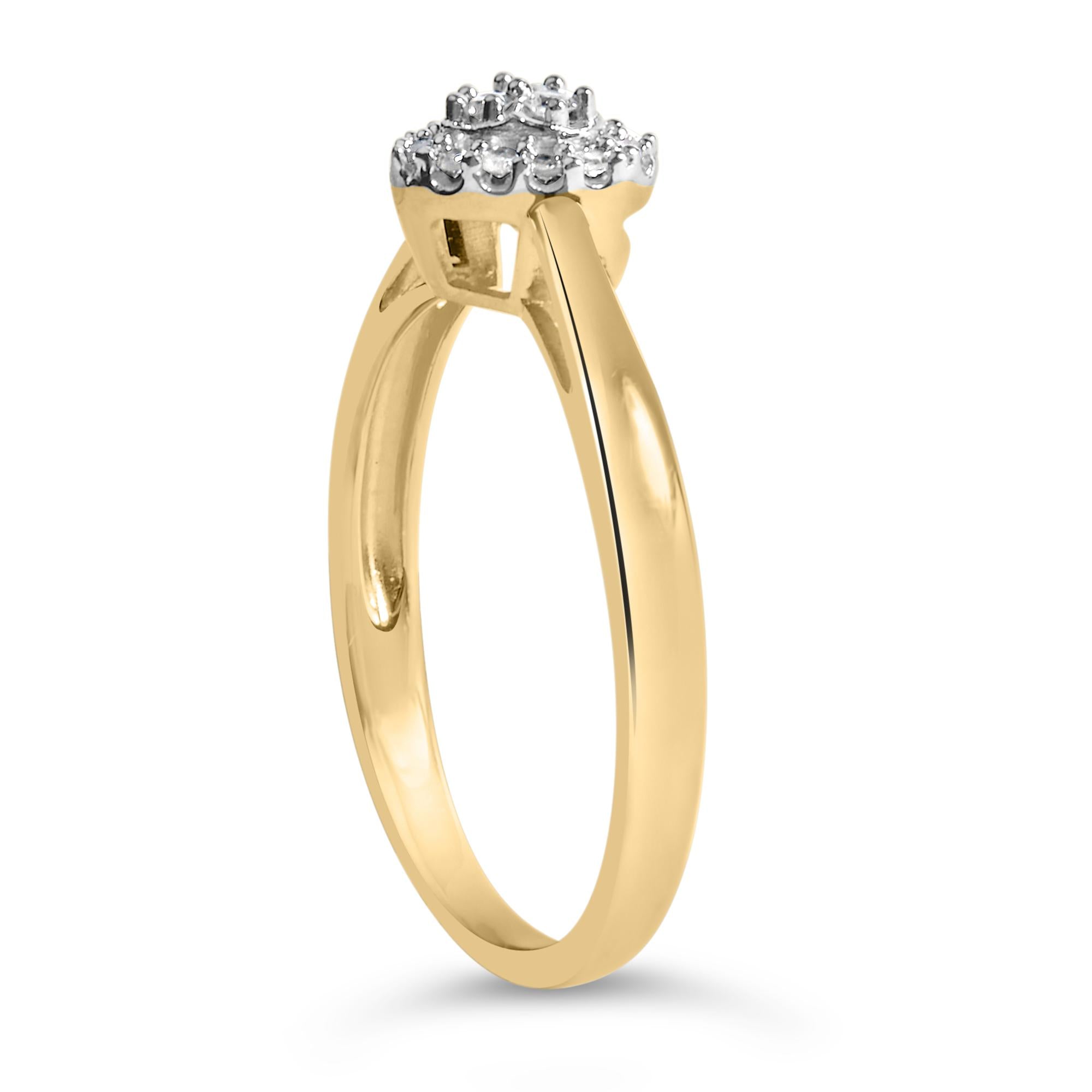 14K Yellow Gold Plated .925 Sterling Silver 1/10 Cttw Round-Cut Diamond Heart Engagement Ring (I-J Color, I3 Clarity)