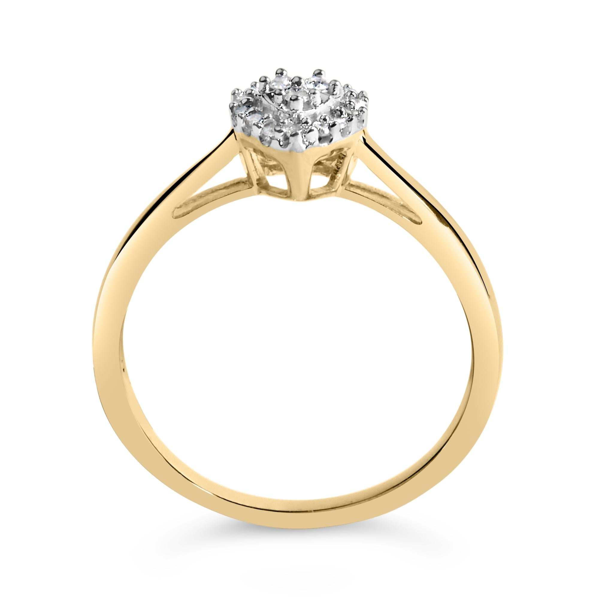 14K Yellow Gold Plated .925 Sterling Silver 1/10 Cttw Round-Cut Diamond Heart Engagement Ring (I-J Color, I3 Clarity)