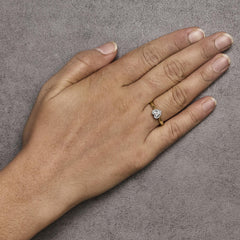 14K Yellow Gold Plated .925 Sterling Silver 1/10 Cttw Round-Cut Diamond Heart Engagement Ring (I-J Color, I3 Clarity)