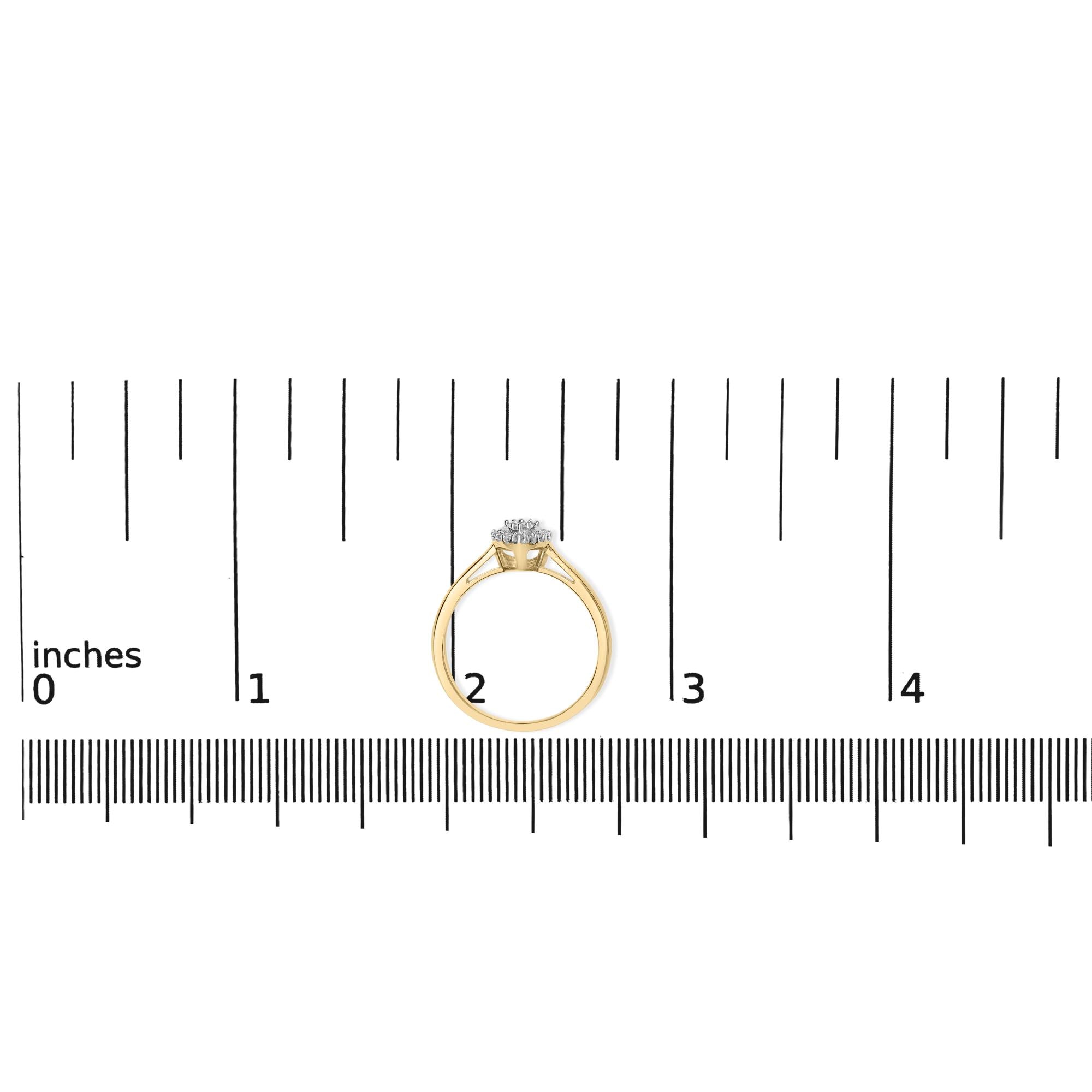 14K Yellow Gold Plated .925 Sterling Silver 1/10 Cttw Round-Cut Diamond Heart Engagement Ring (I-J Color, I3 Clarity)