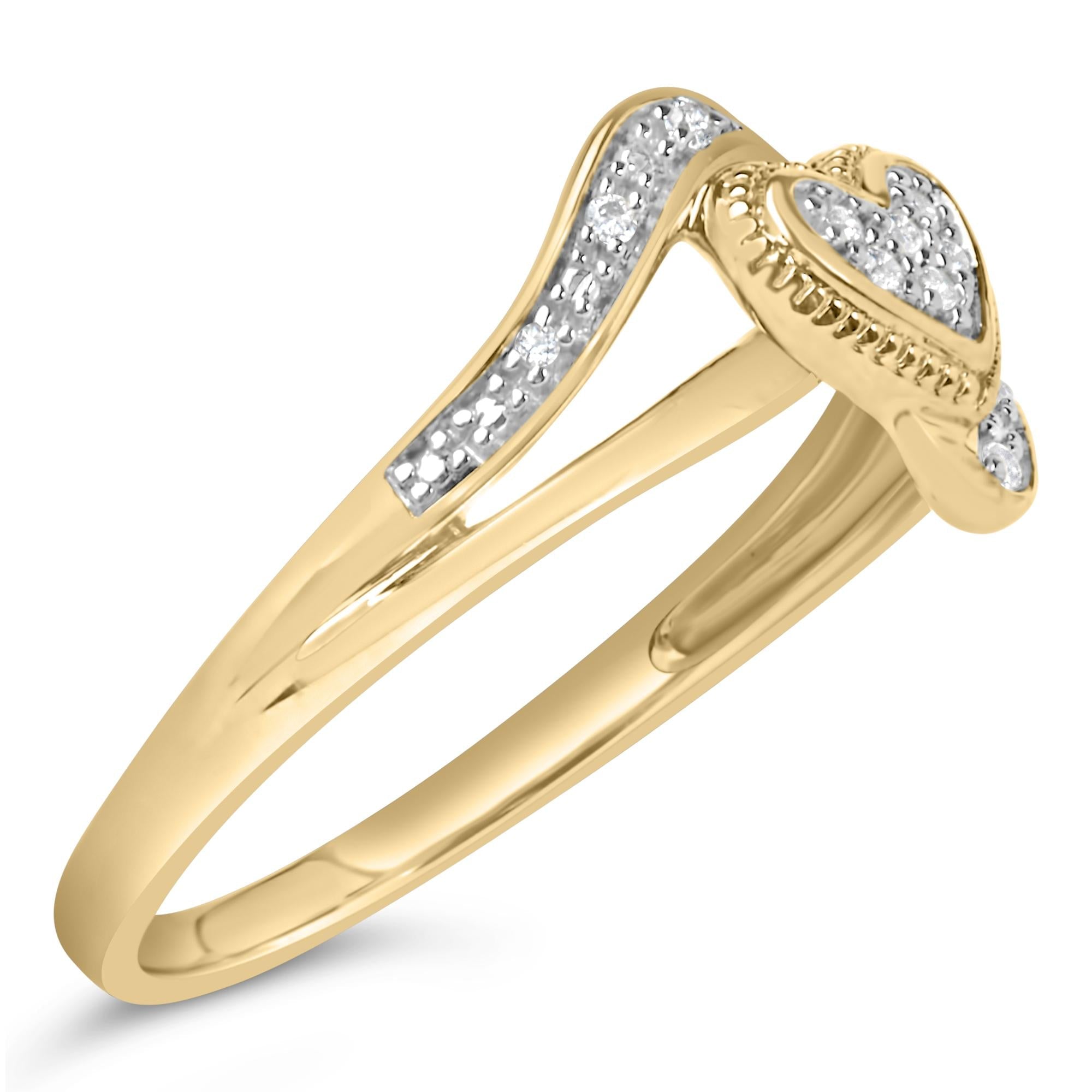 14K Yellow Gold Plated .925 Sterling Silver Diamond Accent Filigree Heart Promise Ring (I-J Color, I3 Clarity)