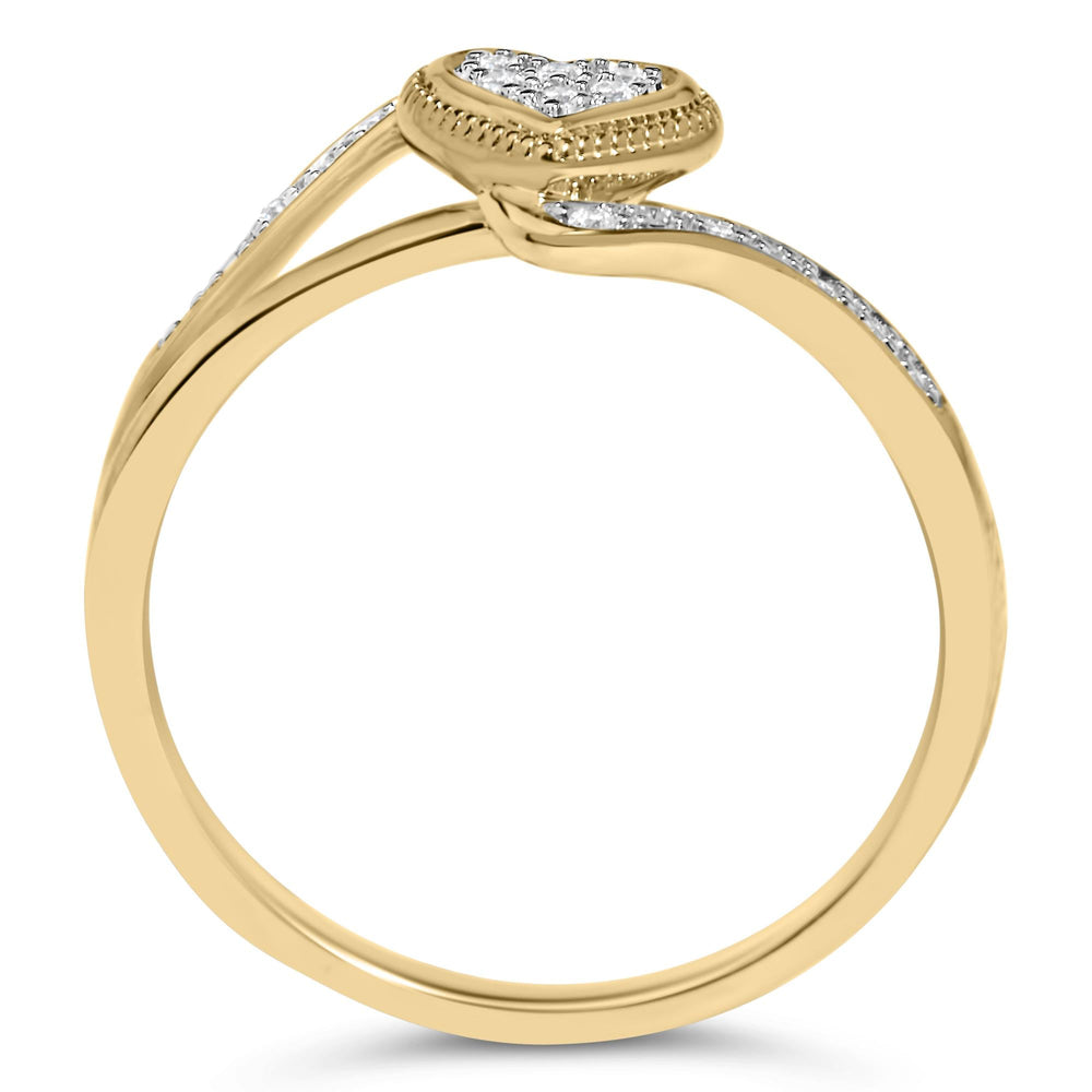14K Yellow Gold Plated .925 Sterling Silver Diamond Accent Filigree Heart Promise Ring (I-J Color, I3 Clarity)