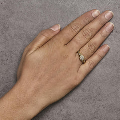 10K Yellow Gold Twisted Shank 1/10 Cttw Diamond Composite Halo Engagement Ring