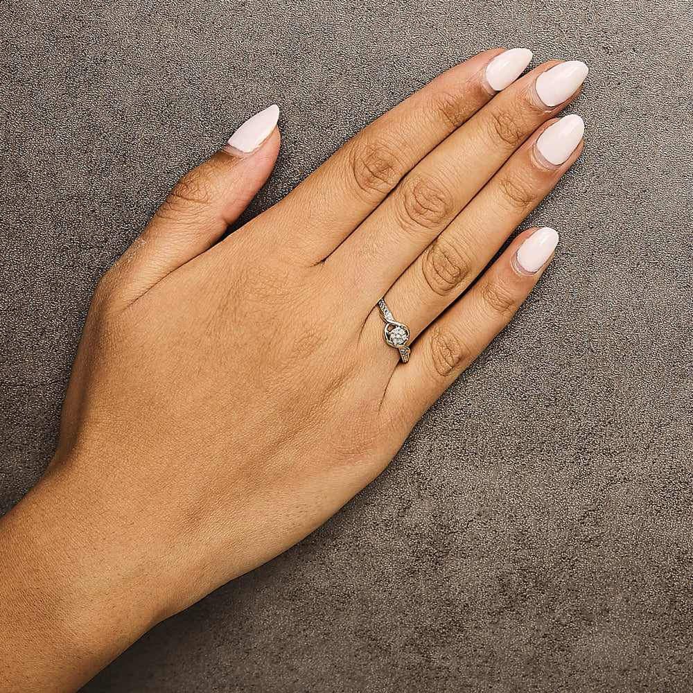 10K Yellow Gold Diamond Cluster Twisted Promise Ring