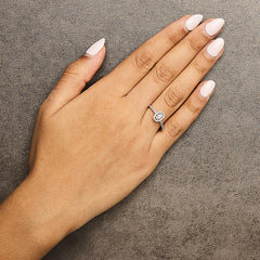 14K White Gold 1/5 Cttw Diamond Oval Shape With Halo Engagement Ring