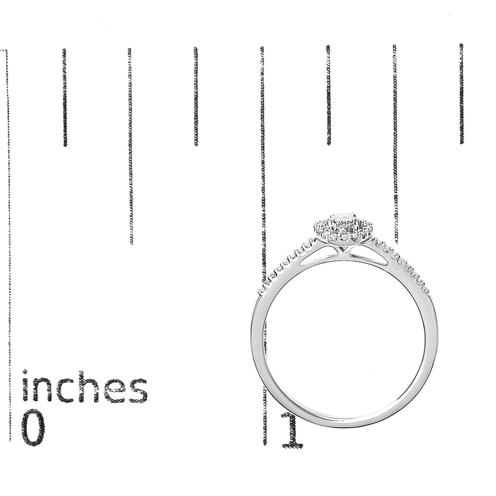 14K White Gold 1/5 Cttw Diamond Oval Shape With Halo Engagement Ring