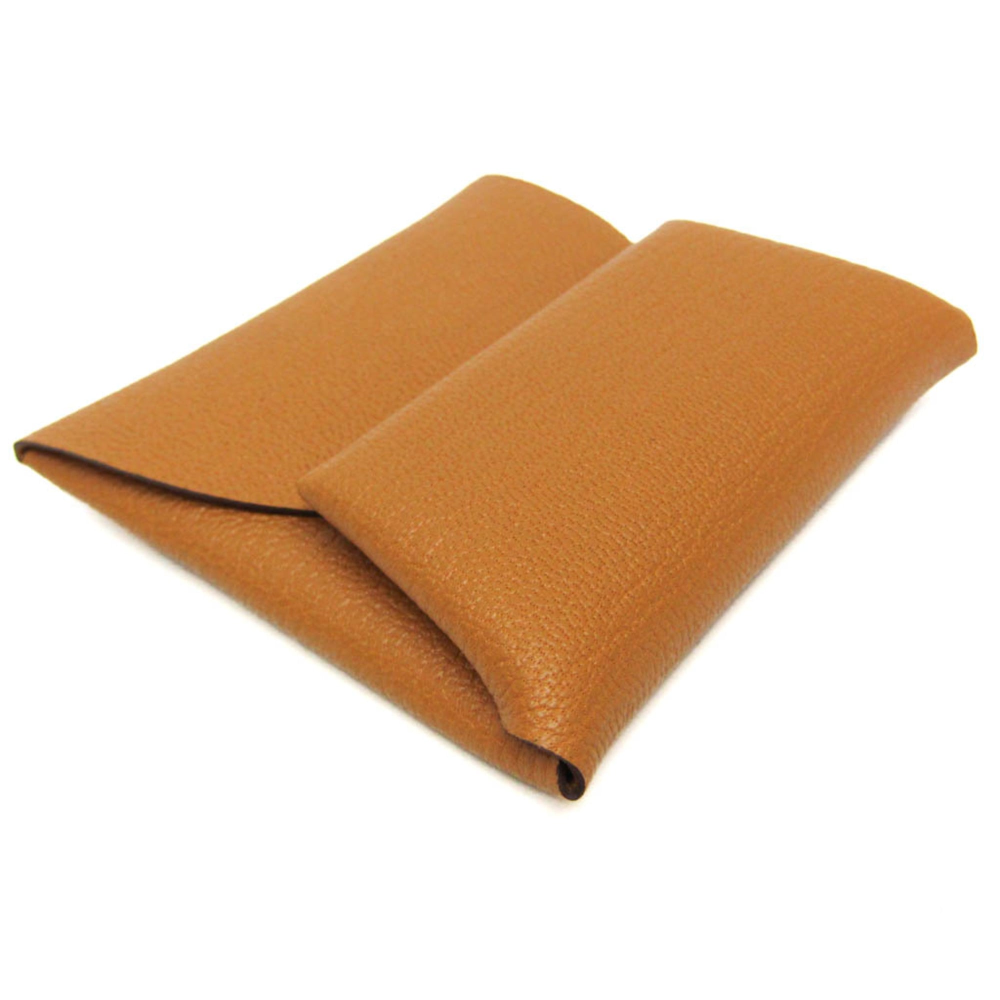 Hermes Bastia Women,Men Chevre Leather Coin Purse/coin Case Brown