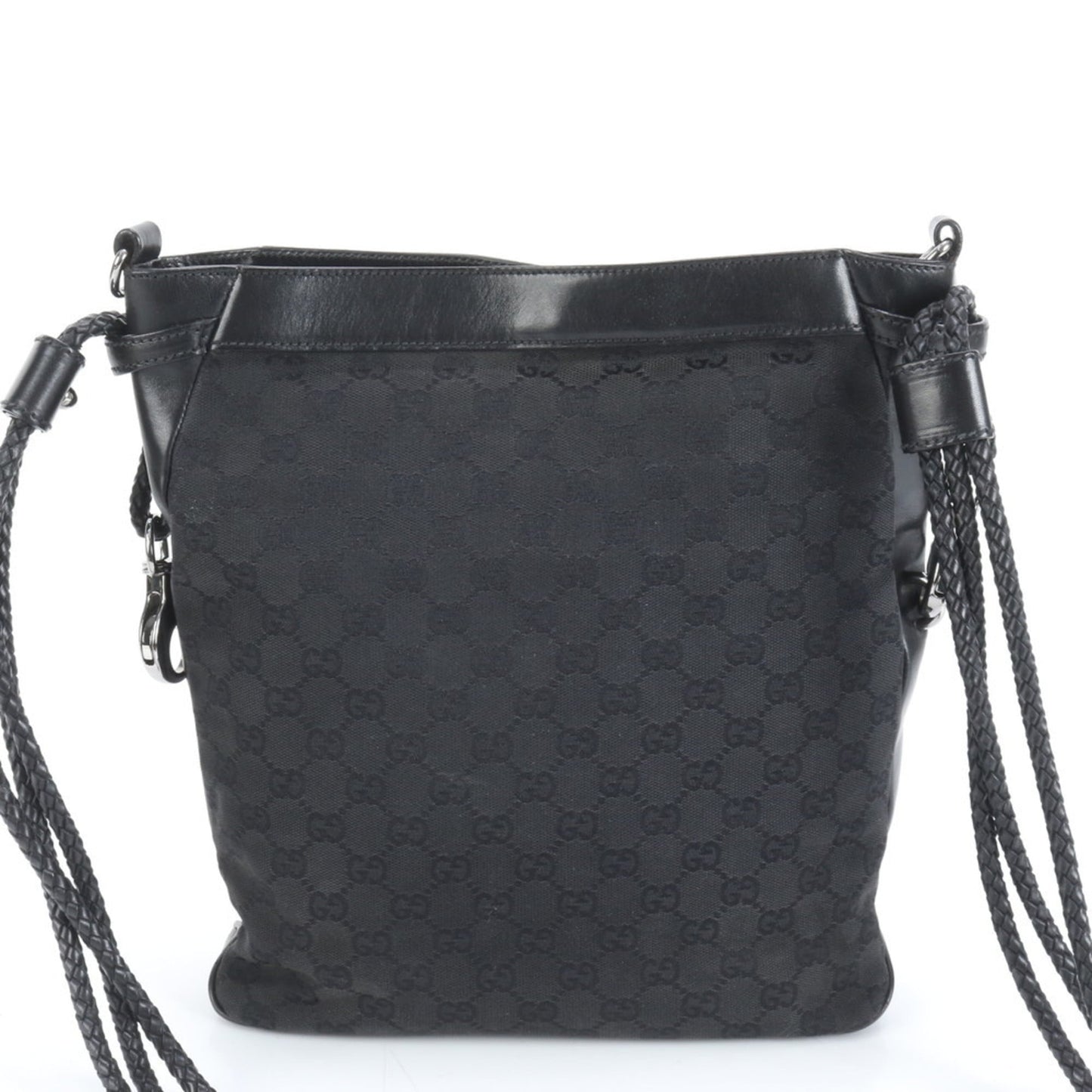 Gucci GG Canvas 109097 Leather Shoulder Bag, Handbag, Black, Women's