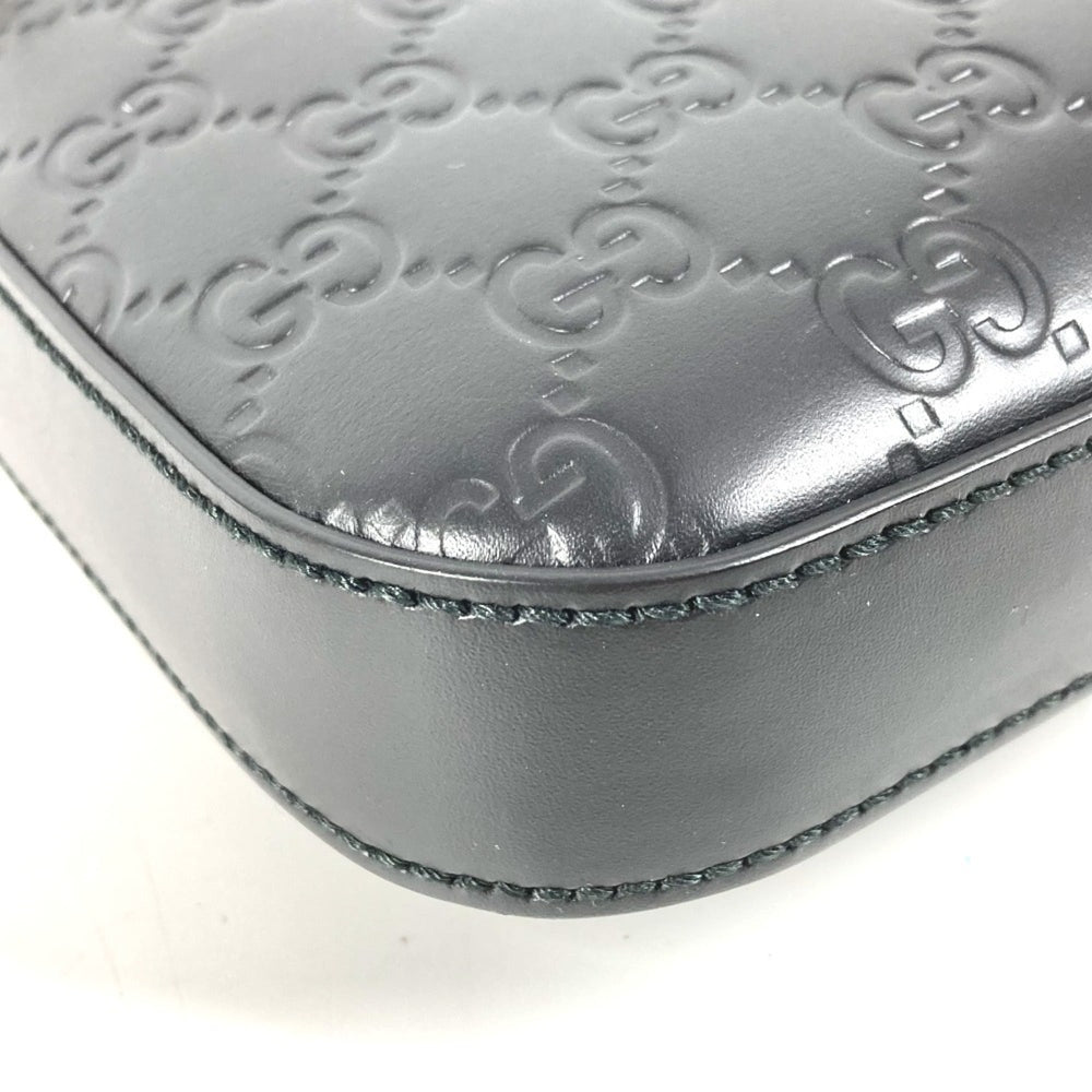 GUCCI 406410 GG Embossed Guccissima Logo Bag, Crossbody Pouch, Shoulder Leather, Black, Men's and Women's — Like New
