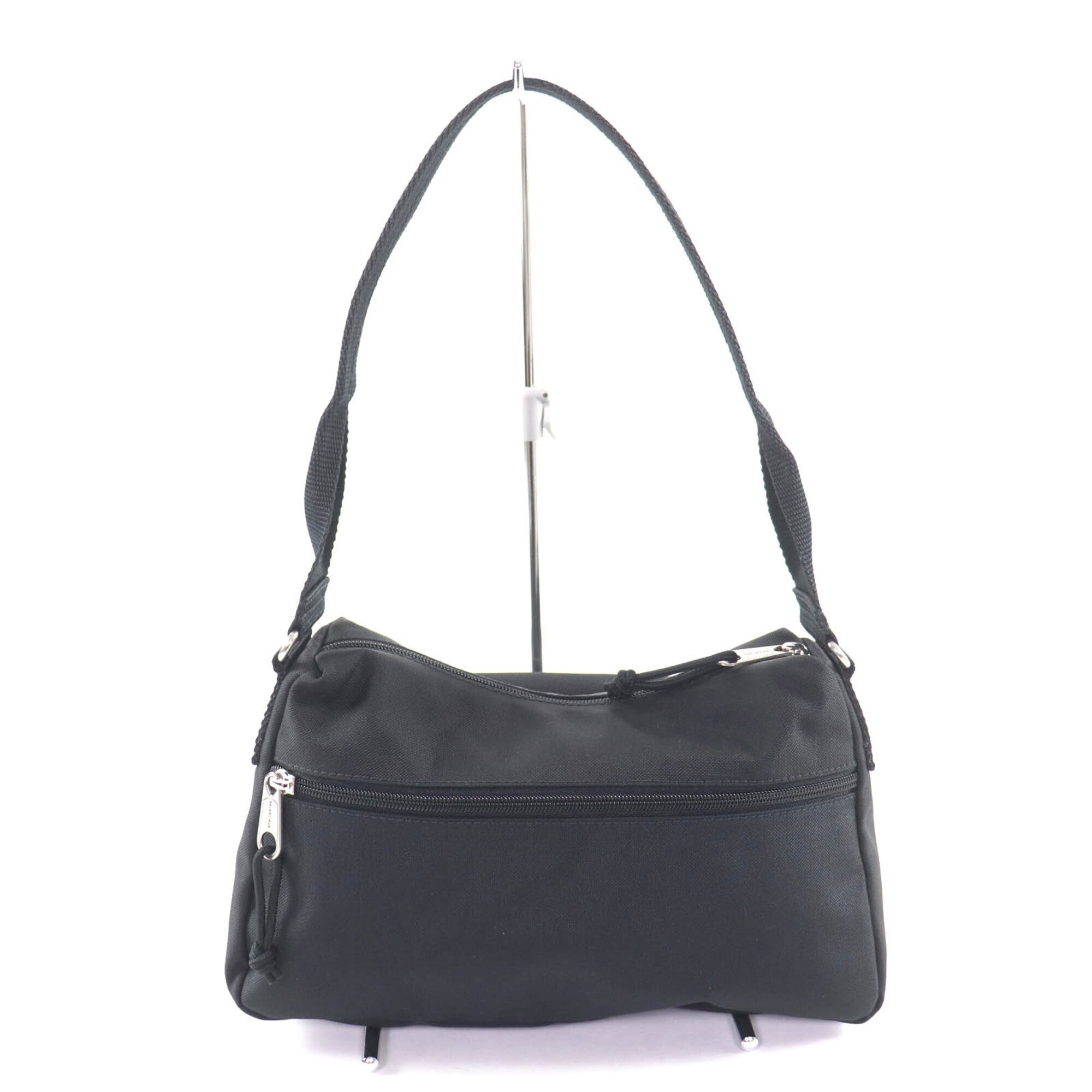 BALENCIAGA 787574 Explorer Nylon One-Shoulder Bag with Logo, Black, Made in Italy, Women's — Like New