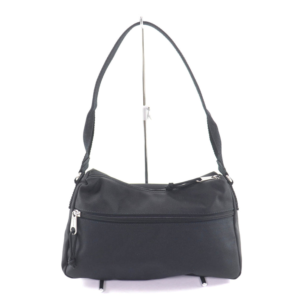 BALENCIAGA 787574 Explorer Nylon One-Shoulder Bag with Logo, Black, Made in Italy, Women's — Like New