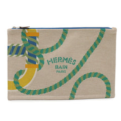 HERMES Canoe H Yachting GM Flat Pouch Handbag Clutch Bag Cotton Vitamin Multicolor — Like New
