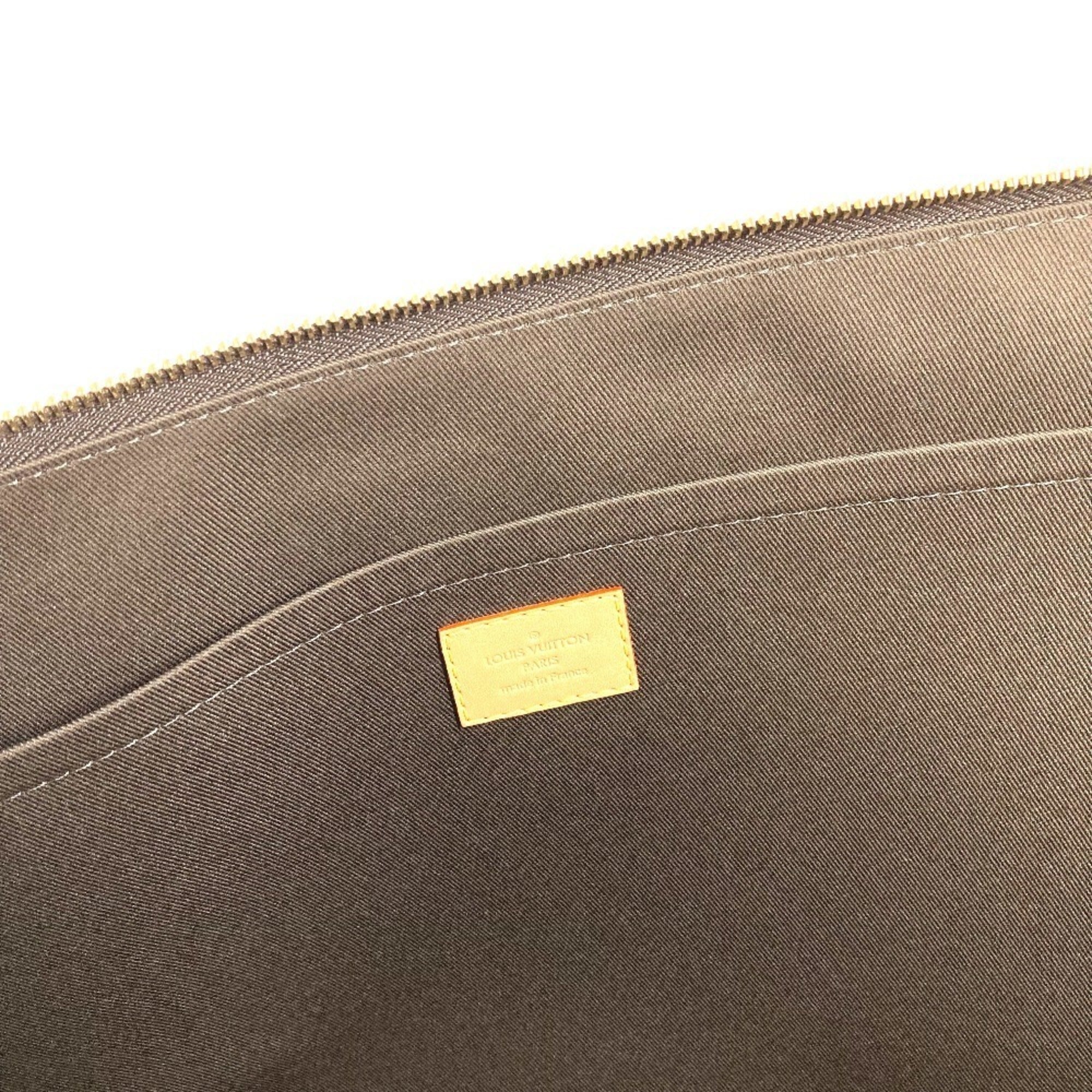 LOUIS VUITTON M82540 Monogram Pochette Jour, a clutch bag with an L-shaped zipper and canvas, suitable for men women, in brown, like new — Like New