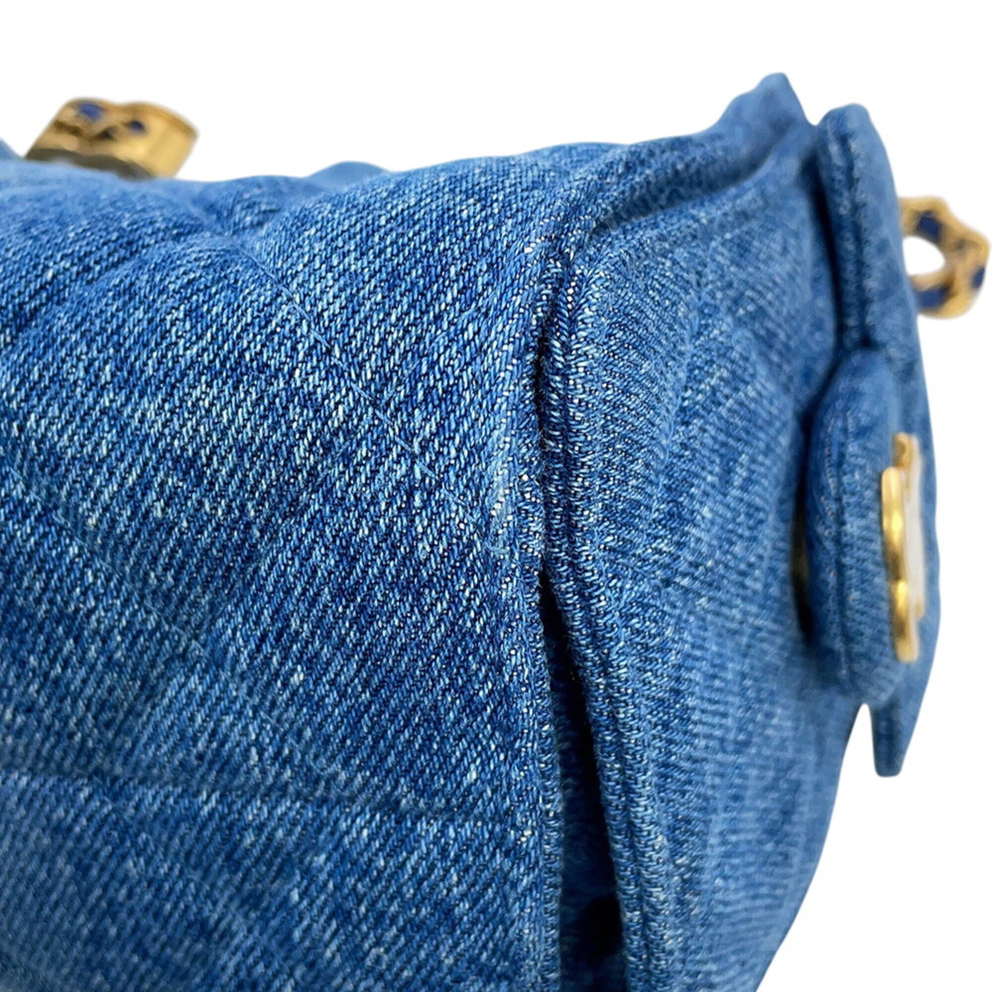 Chanel Chain Shoulder Bag Matelassé Coco Mark CHANEL25 Mini Washed Denim AS5631 CHANEL Handbag Women's — Like New