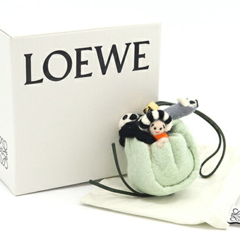 Loewe Accessory Bag Charm, Sna Fujita Collaboration, Green Felt Keychain, Japan Limited Edition, Panda, Women's LOEWE — Like New
