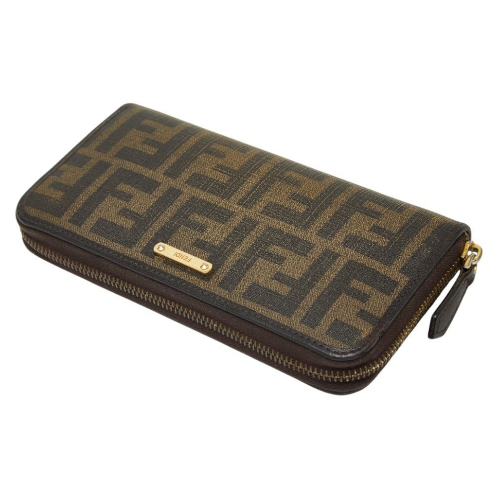 Fendi Zucca Round Zip Long Wallet 8M0299 Brown Women's FENDI