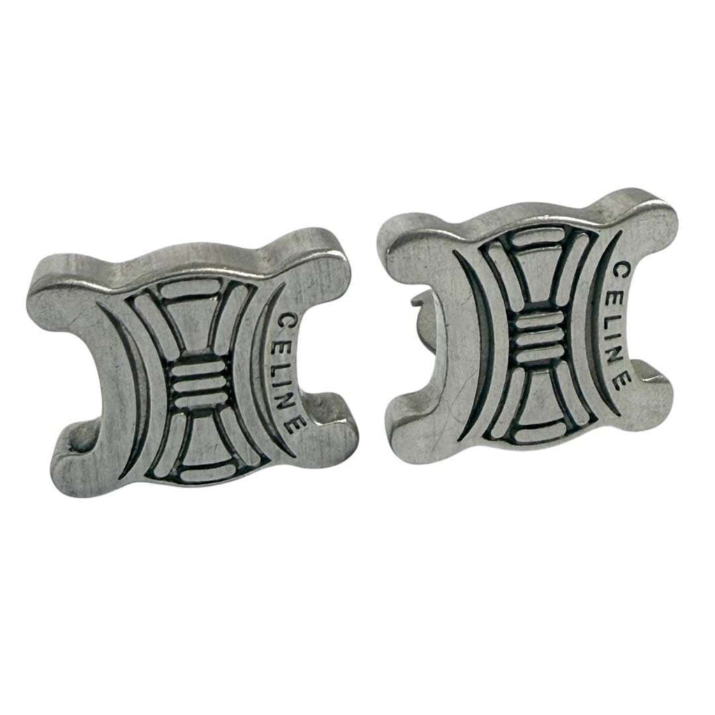 Celine Macadam Clip Earrings for Men and Women, Silver